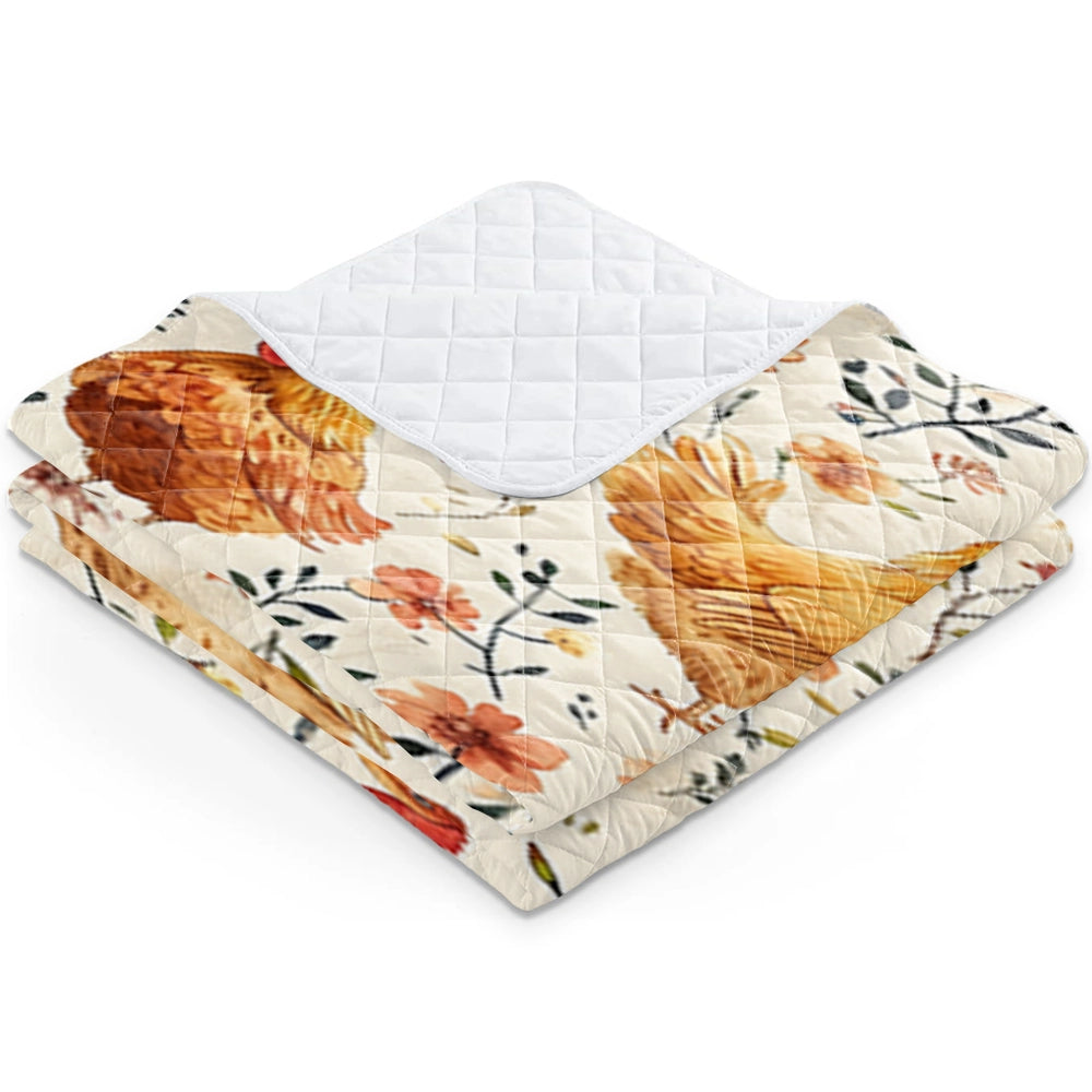 Shineful Flat Print Faux Quilt Blanket Vivid Plumage Chicken