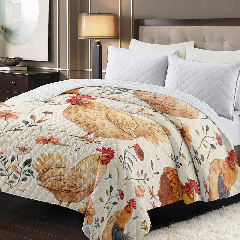 Shineful Flat Print Faux Quilt Blanket Vivid Plumage Chicken