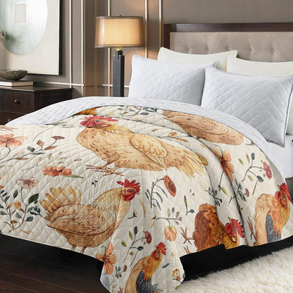 Shineful Flat Print Faux Quilt Blanket Vivid Plumage Chicken