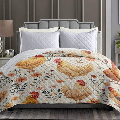 Shineful Flat Print Faux Quilt Blanket Vivid Plumage Chicken