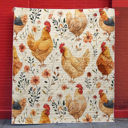 Shineful Flat Print Faux Quilt Blanket Vivid Plumage Chicken