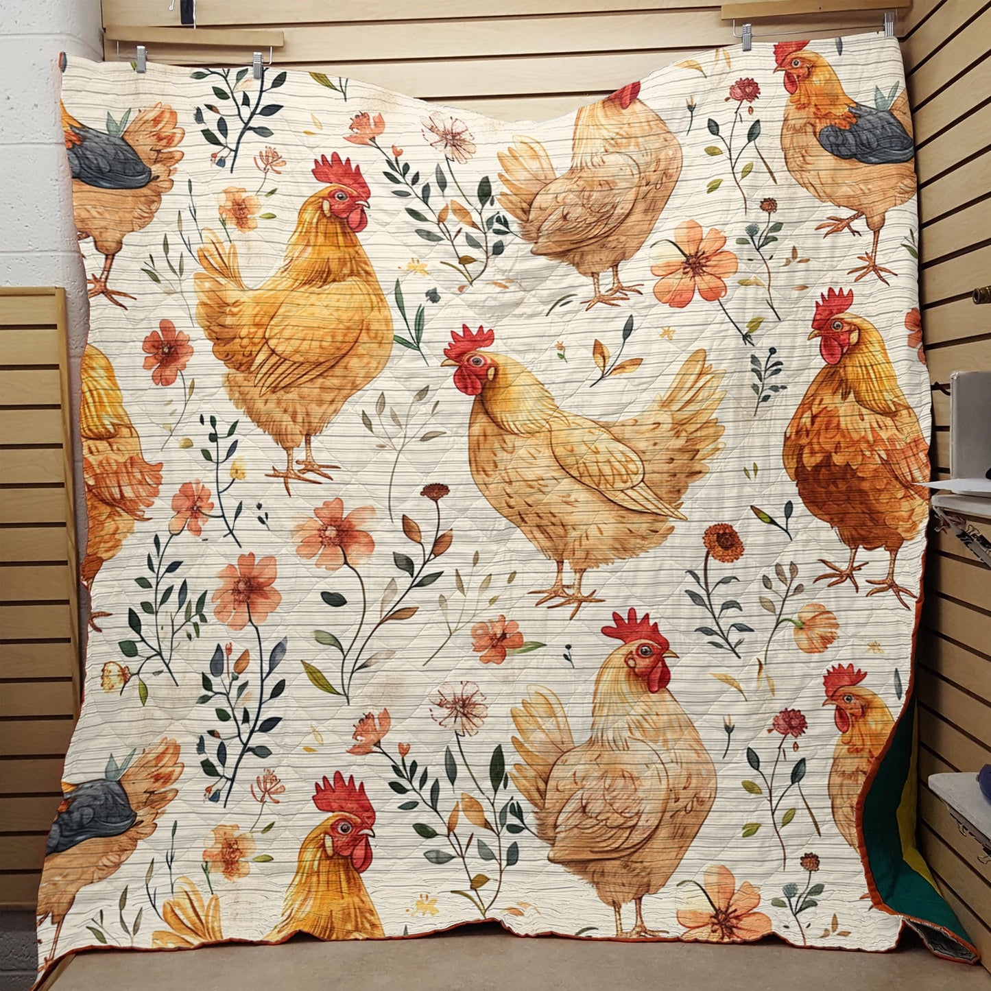 Shineful Flat Print Faux Quilt Blanket Vivid Plumage Chicken