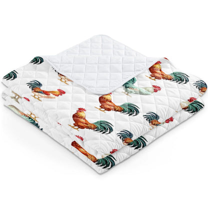 Shineful Flat Print Faux Quilt Blanket Feathery Finery Chicken