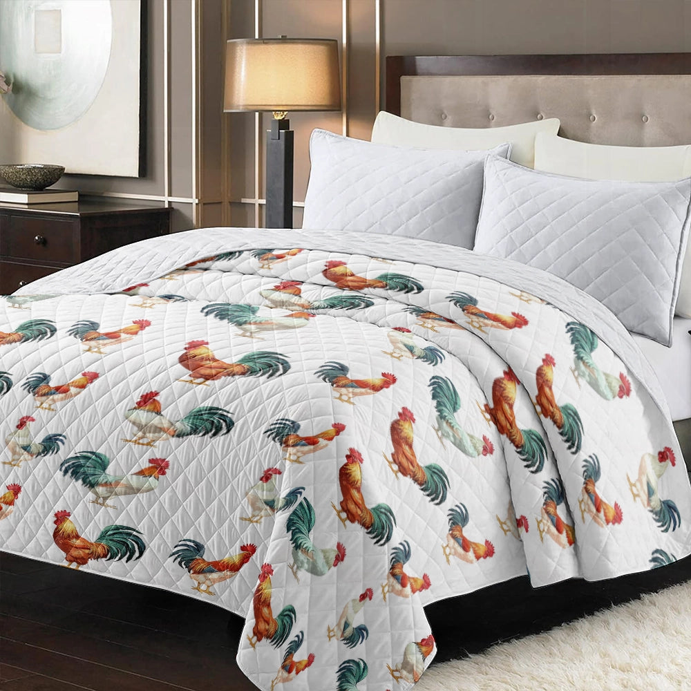 Shineful Flat Print Faux Quilt Blanket Feathery Finery Chicken