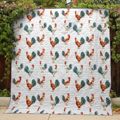 Shineful Flat Print Faux Quilt Blanket Feathery Finery Chicken