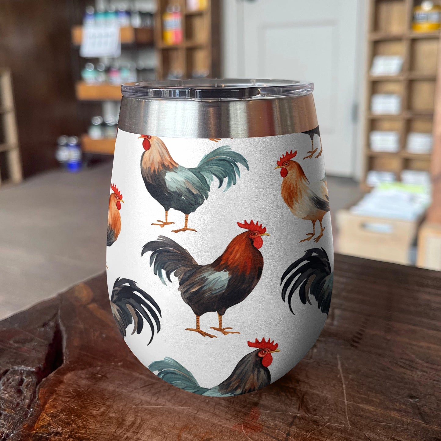 Shineful Wine Tumbler Chicken Strutting Stars Roosters