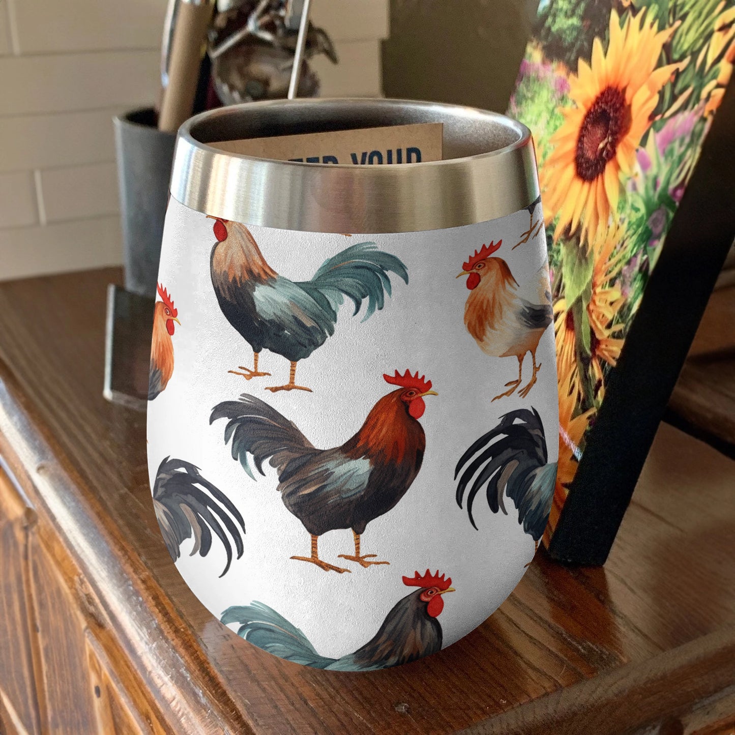 Shineful Wine Tumbler Chicken Strutting Stars Roosters