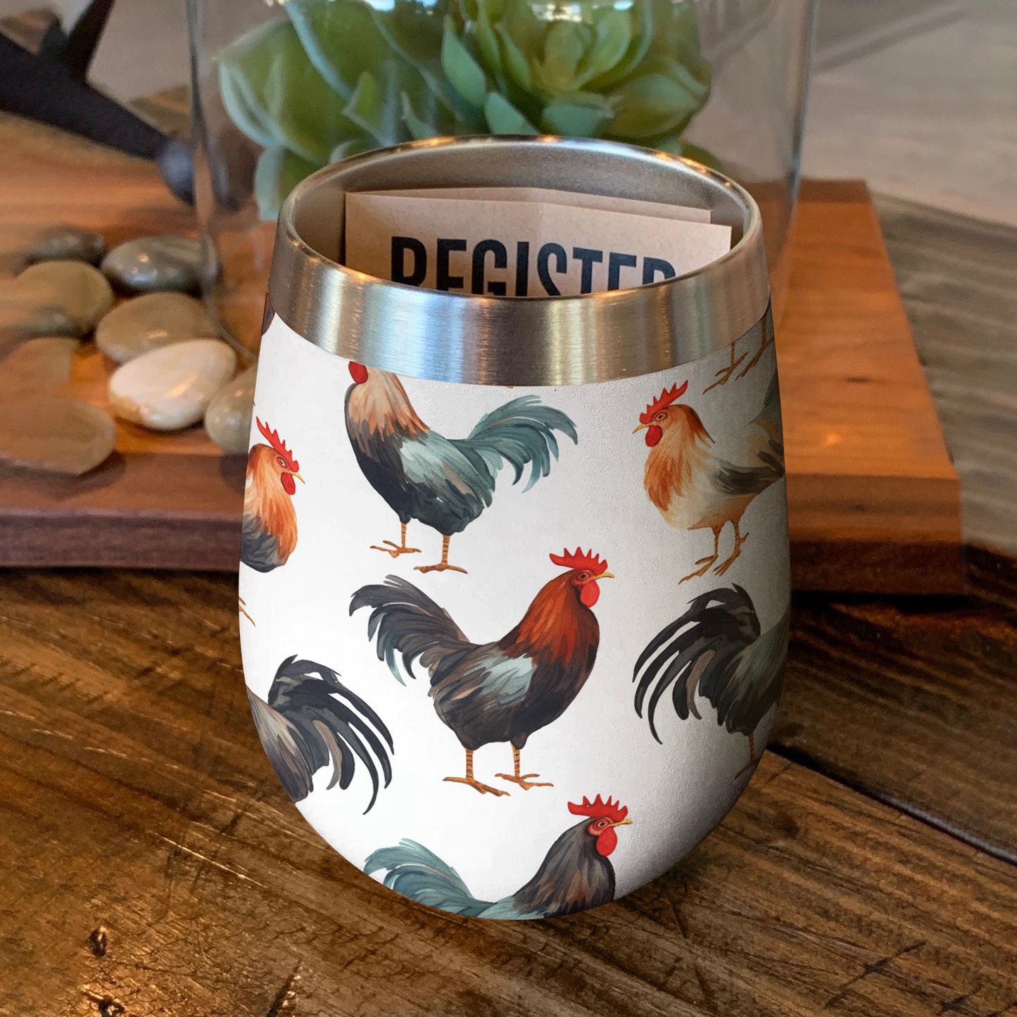 Shineful Wine Tumbler Chicken Strutting Stars Roosters