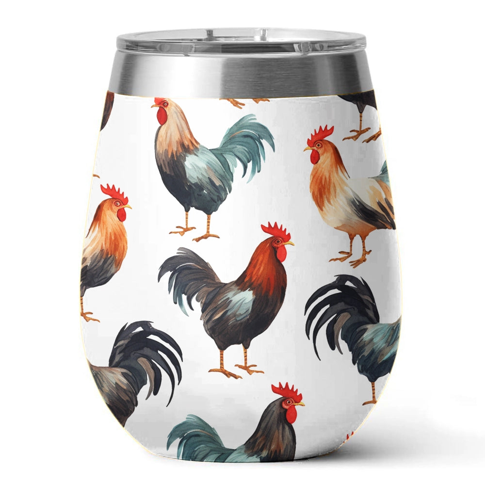 Shineful Wine Tumbler Chicken Strutting Stars Roosters