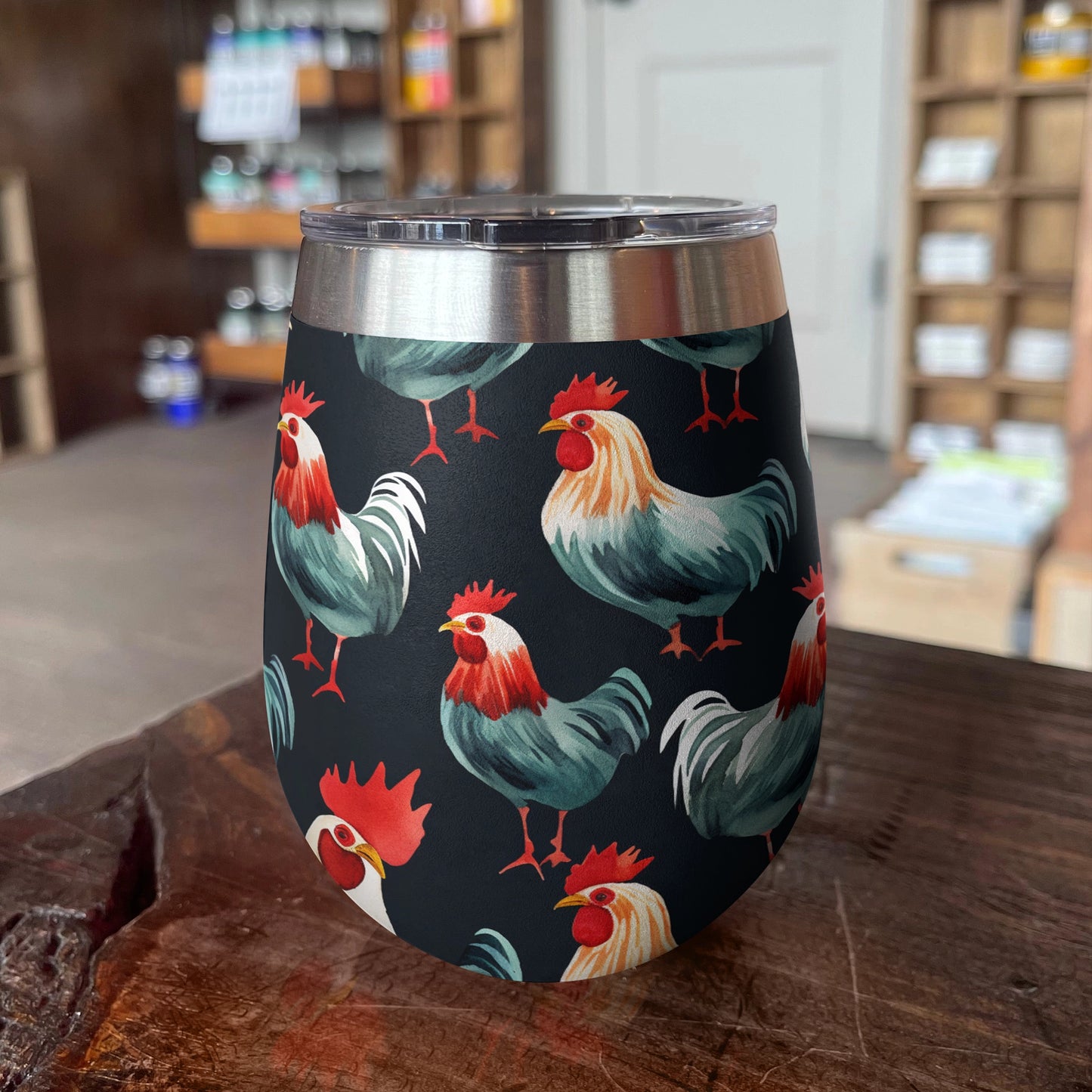 Shineful Wine Tumbler Chicken Farmyard Guardians Roosters