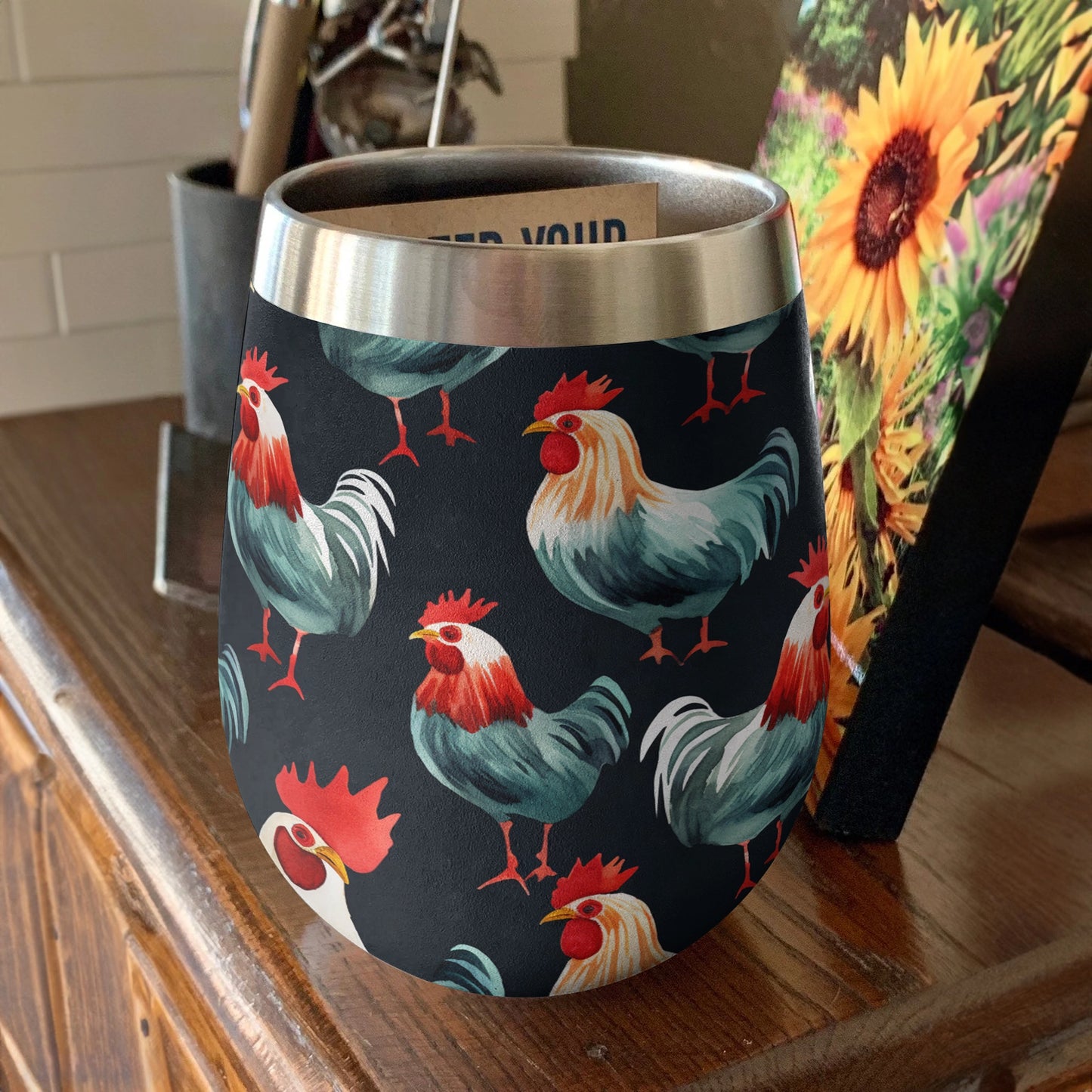 Shineful Wine Tumbler Chicken Farmyard Guardians Roosters