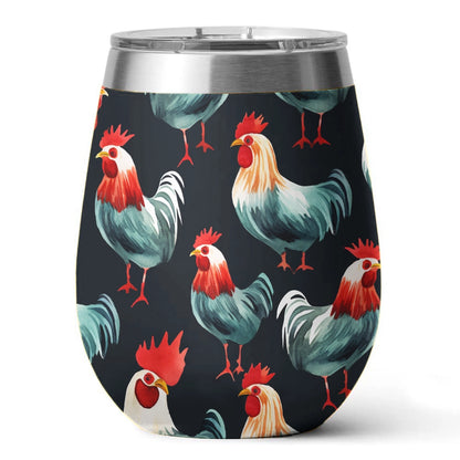 Shineful Wine Tumbler Chicken Farmyard Guardians Roosters