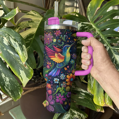 Shineful Tumbler Vibrant Floral Hummingbird