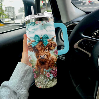 Shineful Tumbler Cow Floral Charm