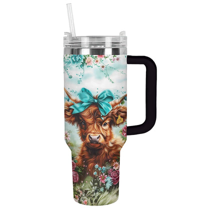 Shineful Tumbler Cow Floral Charm