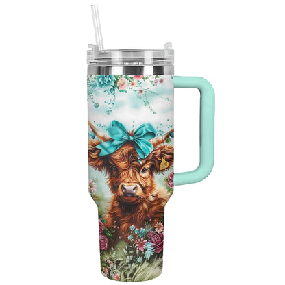 Shineful Tumbler Cow Floral Charm