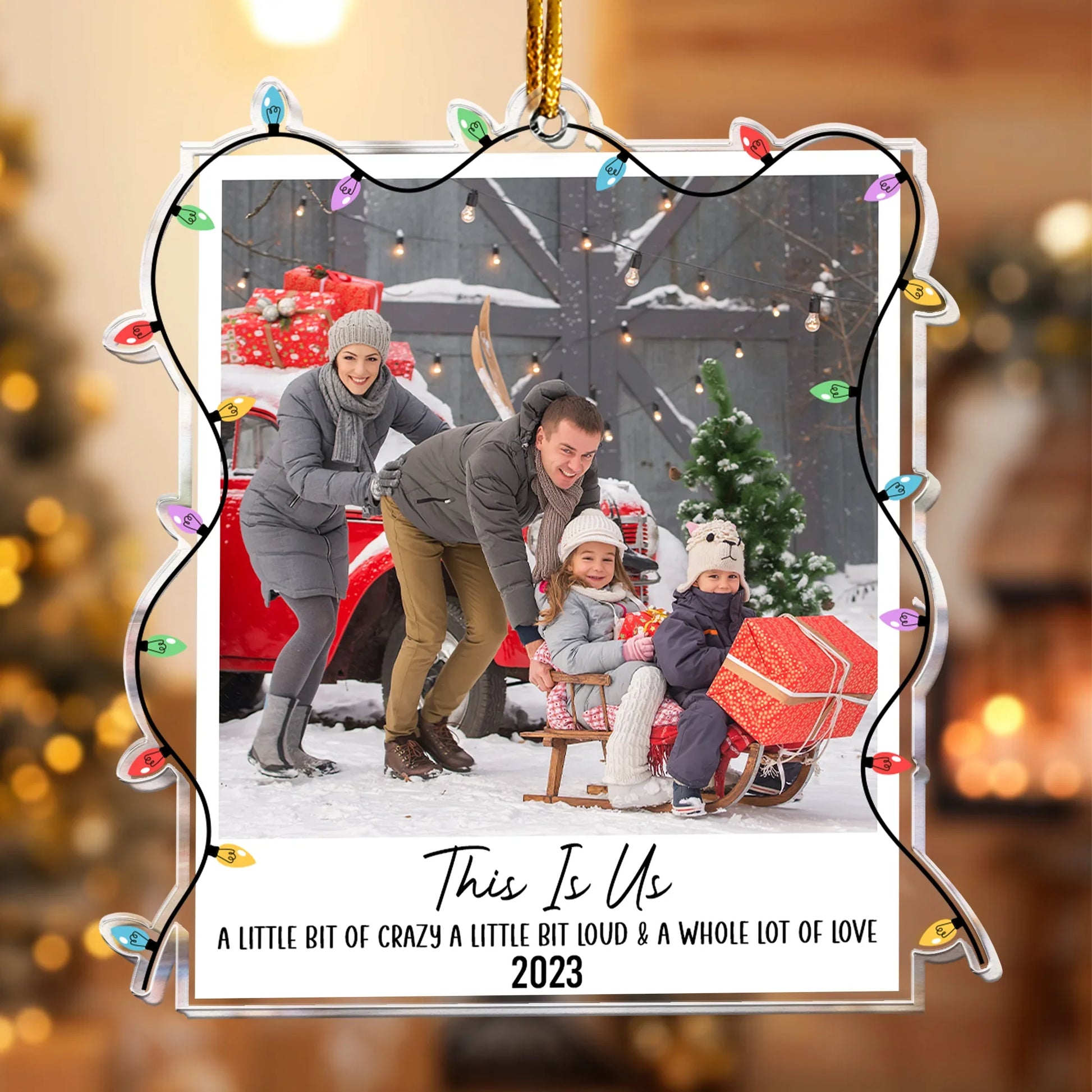 Custom Photo Polaroid Family Friends Christmas - Personalized Acrylic Ornament