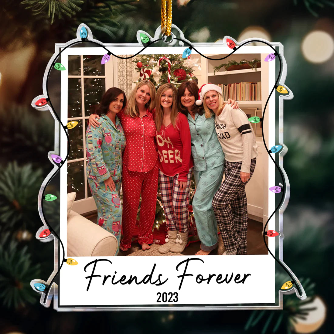 Custom Photo Polaroid Family Friends Christmas - Personalized Acrylic Ornament