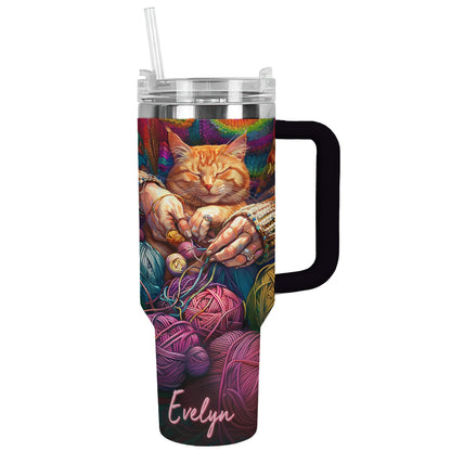 Shineful Tumbler Chaton en fil de crochet personnalisé et douillet