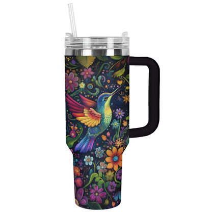 Shineful Tumbler Vibrant Floral Hummingbird