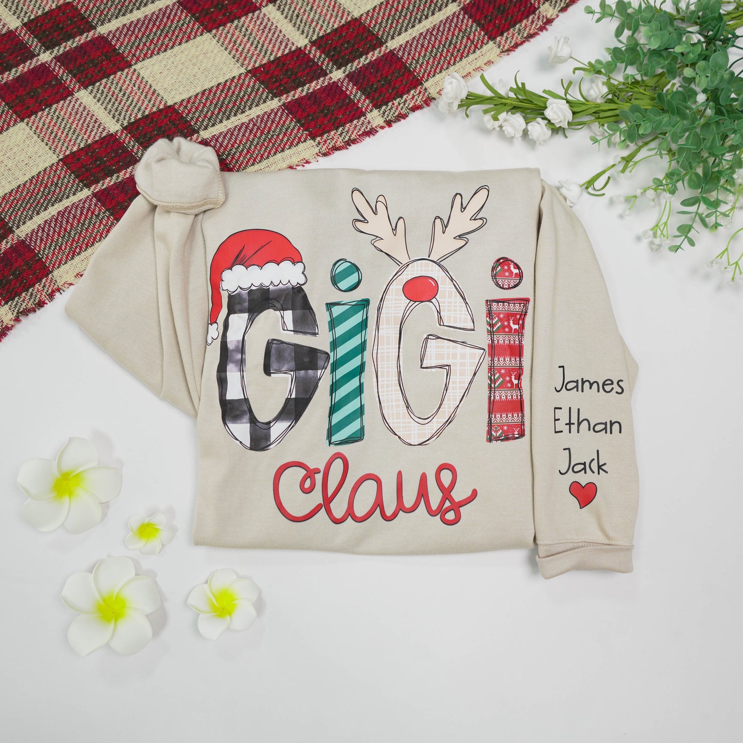 Shineful Sweatshirts 2D Print Personalized Christmas Gigi Claus Sweatshirt