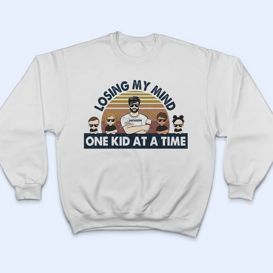 Shineful Dad Losing My Mind One Kid At A Time Fleece Crewneck Sweatshirt