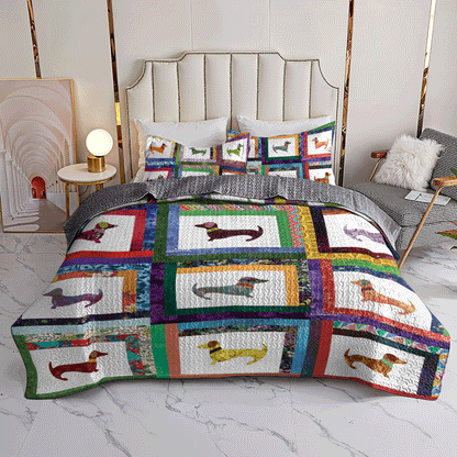 Shineful All Season Quilt 3-teiliges Set Dackelfreunde