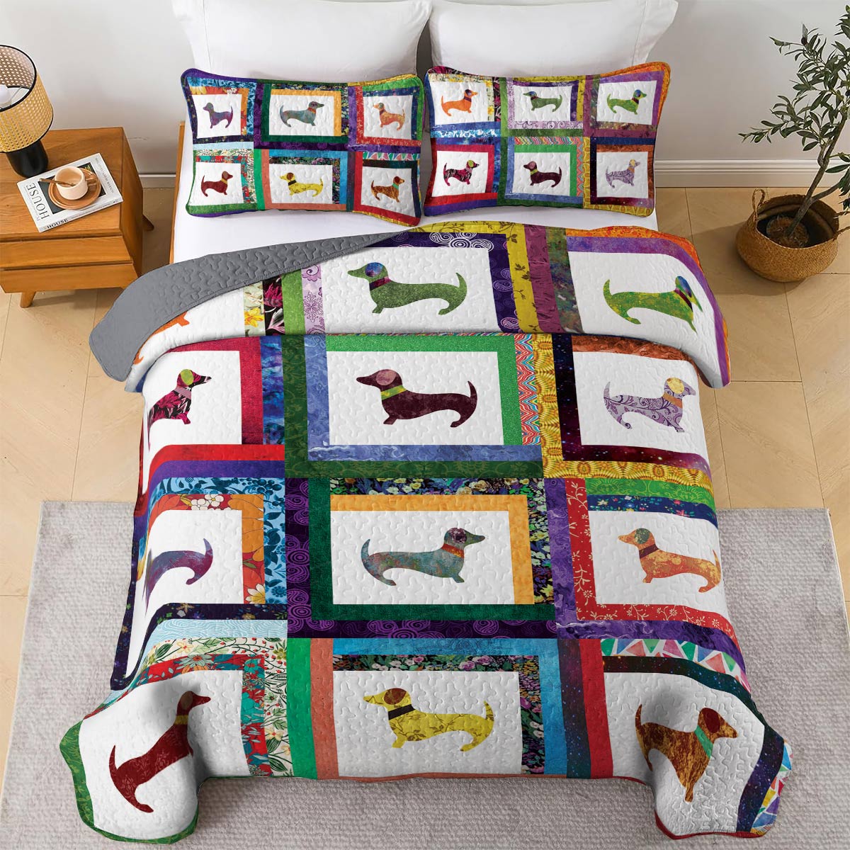 Shineful All Season Quilt 3-teiliges Set Dackelfreunde