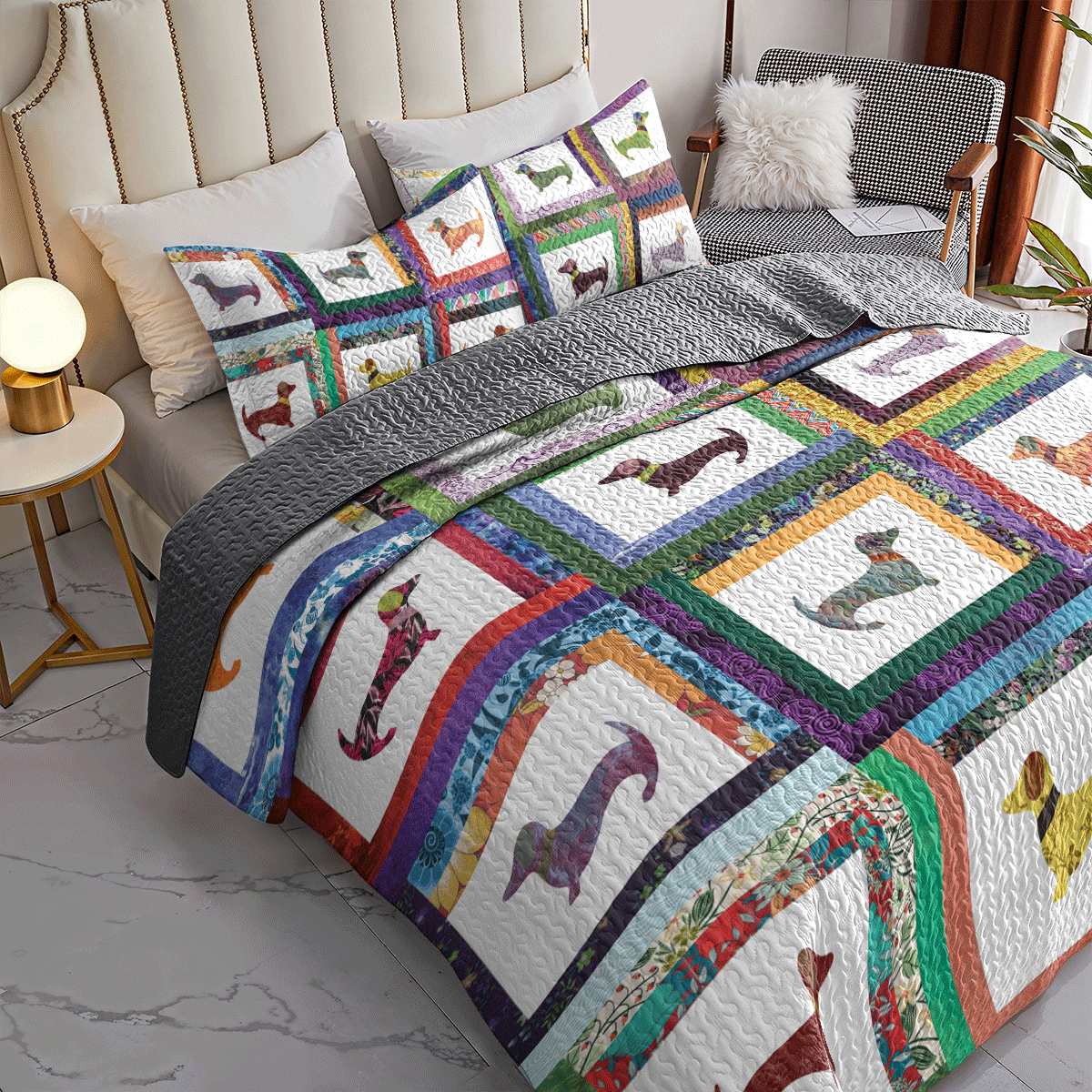 Shineful All Season Quilt 3-teiliges Set Dackelfreunde