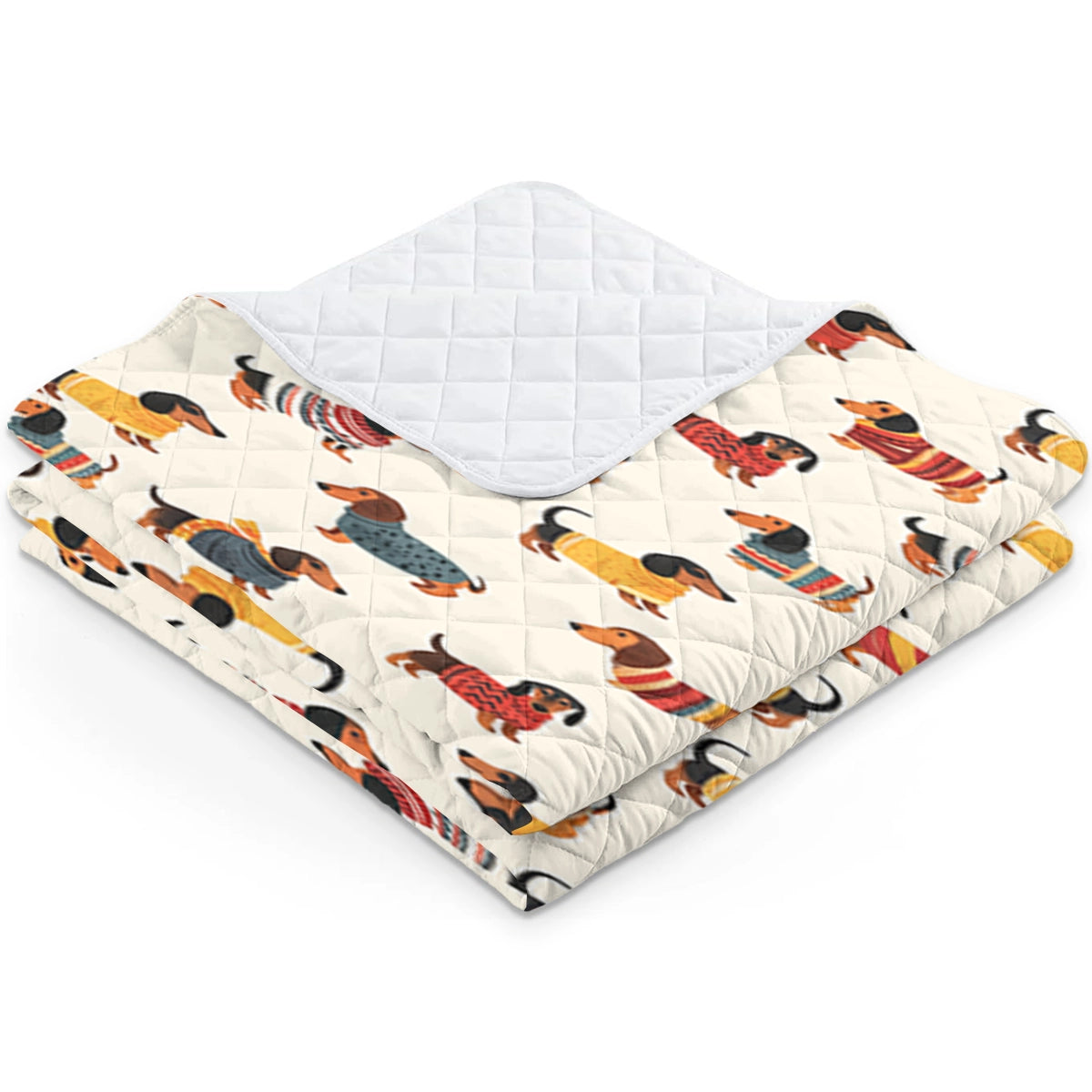 Shineful Flat Print Faux Quilt Blanket Cozy Dachshunds