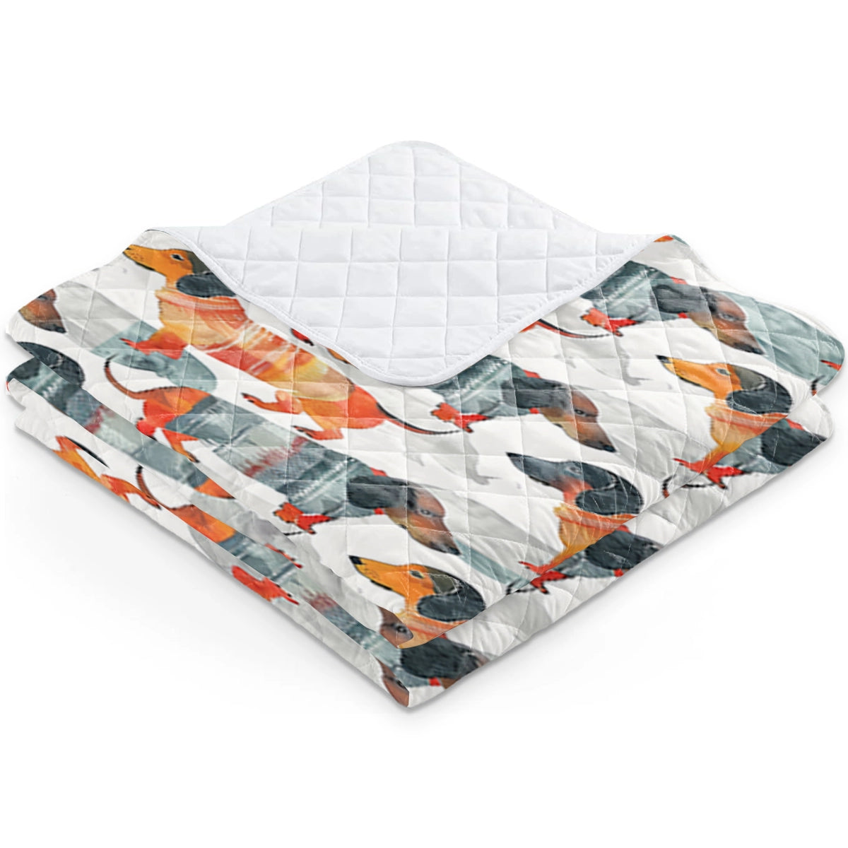 Shineful Flat Print Faux Quilt Blanket Warm-hearted Dachshunds v2