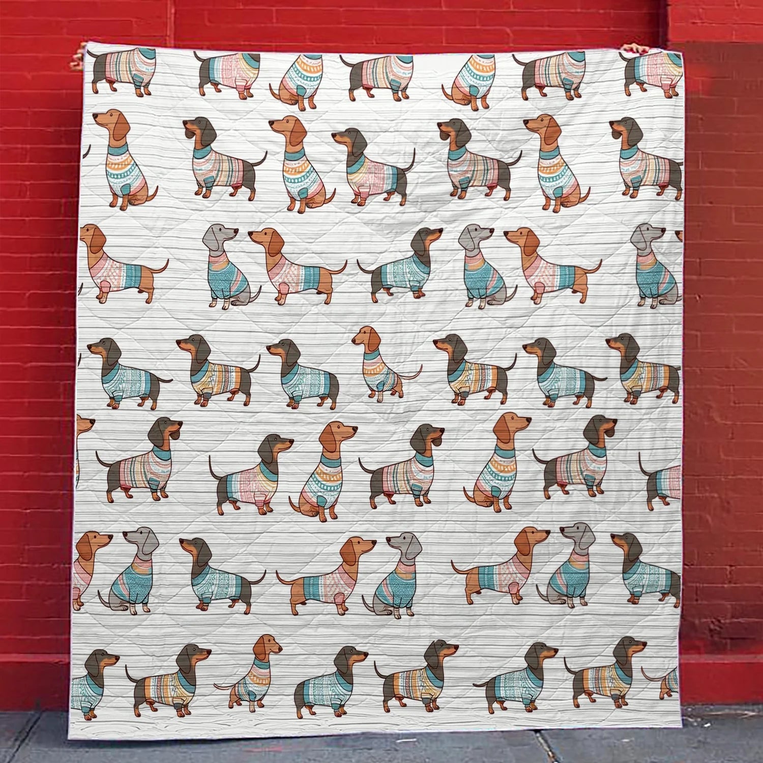 Playful Dachshunds - All Season Faux Quilt Vq03