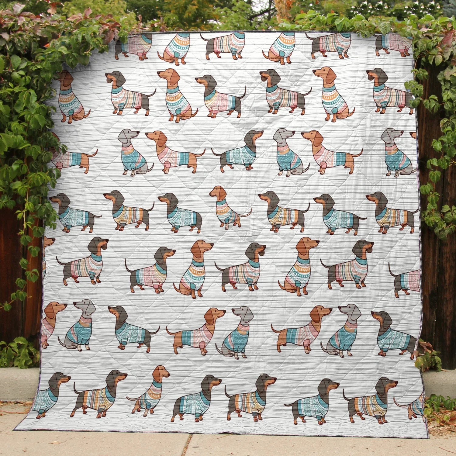 Playful Dachshunds - All Season Faux Quilt Vq03