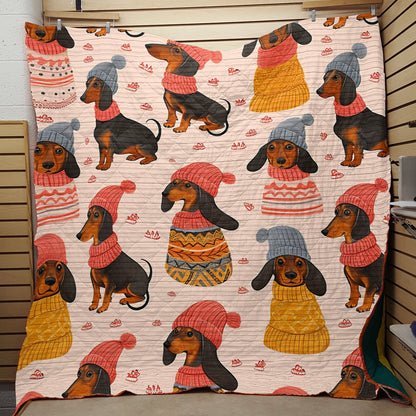 Shineful Flat Print Faux Quilt Blanket Snug Dachshunds