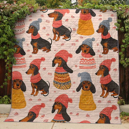 Shineful Flat Print Faux Quilt Blanket Snug Dachshunds