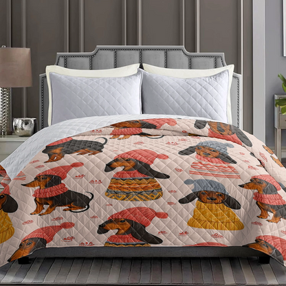 Shineful Flat Print Faux Quilt Blanket Snug Dachshunds