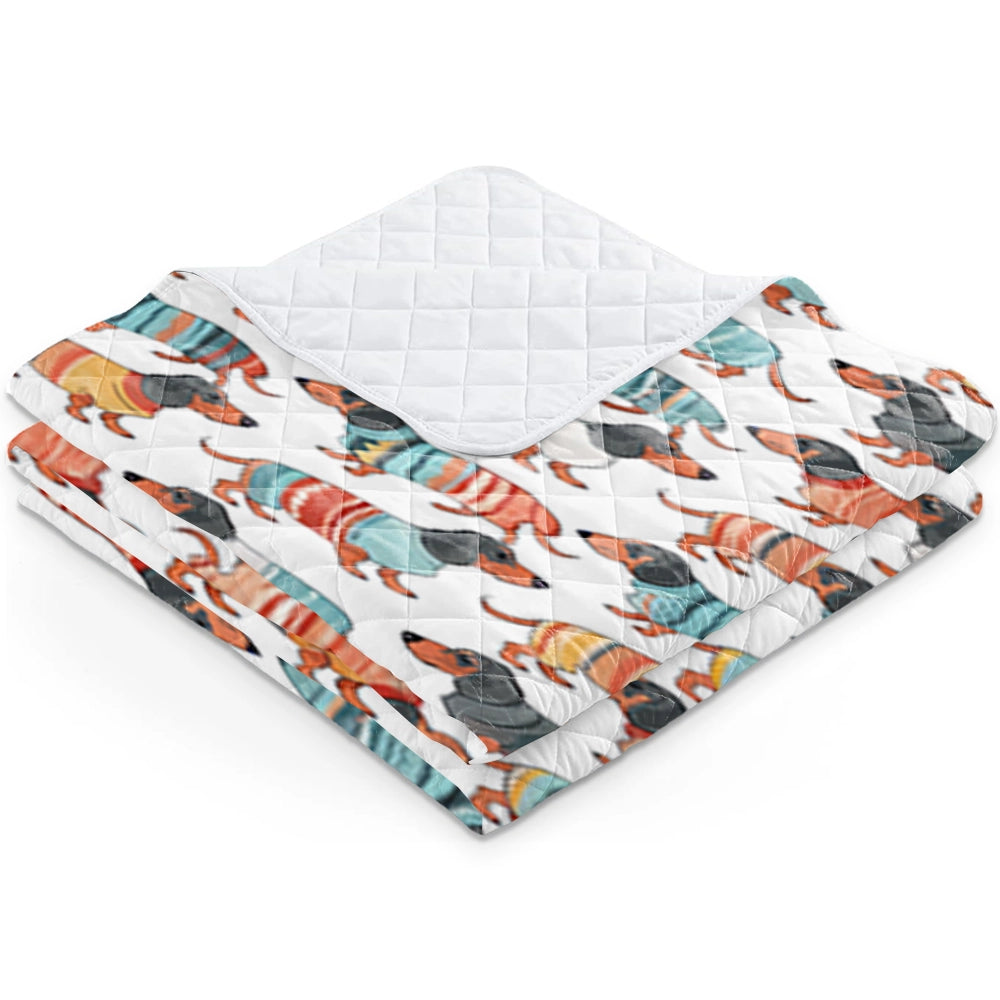 Shineful Flat Print Faux Quilt Blanket Warm-hearted Dachshunds