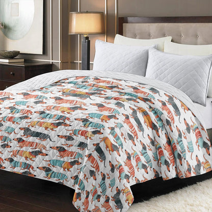 Shineful Flat Print Faux Quilt Blanket Warm-hearted Dachshunds