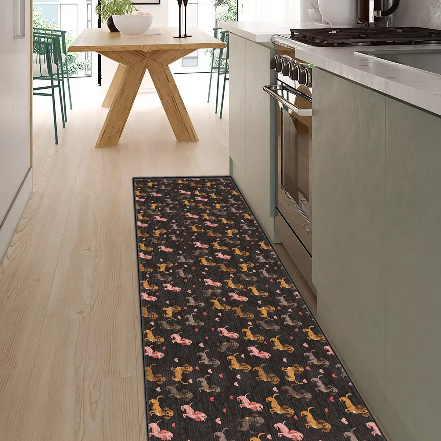 Shineful Lovely Dachshunds Ultra-Thin Non Skid Floor Mat, Kitchen Rugs