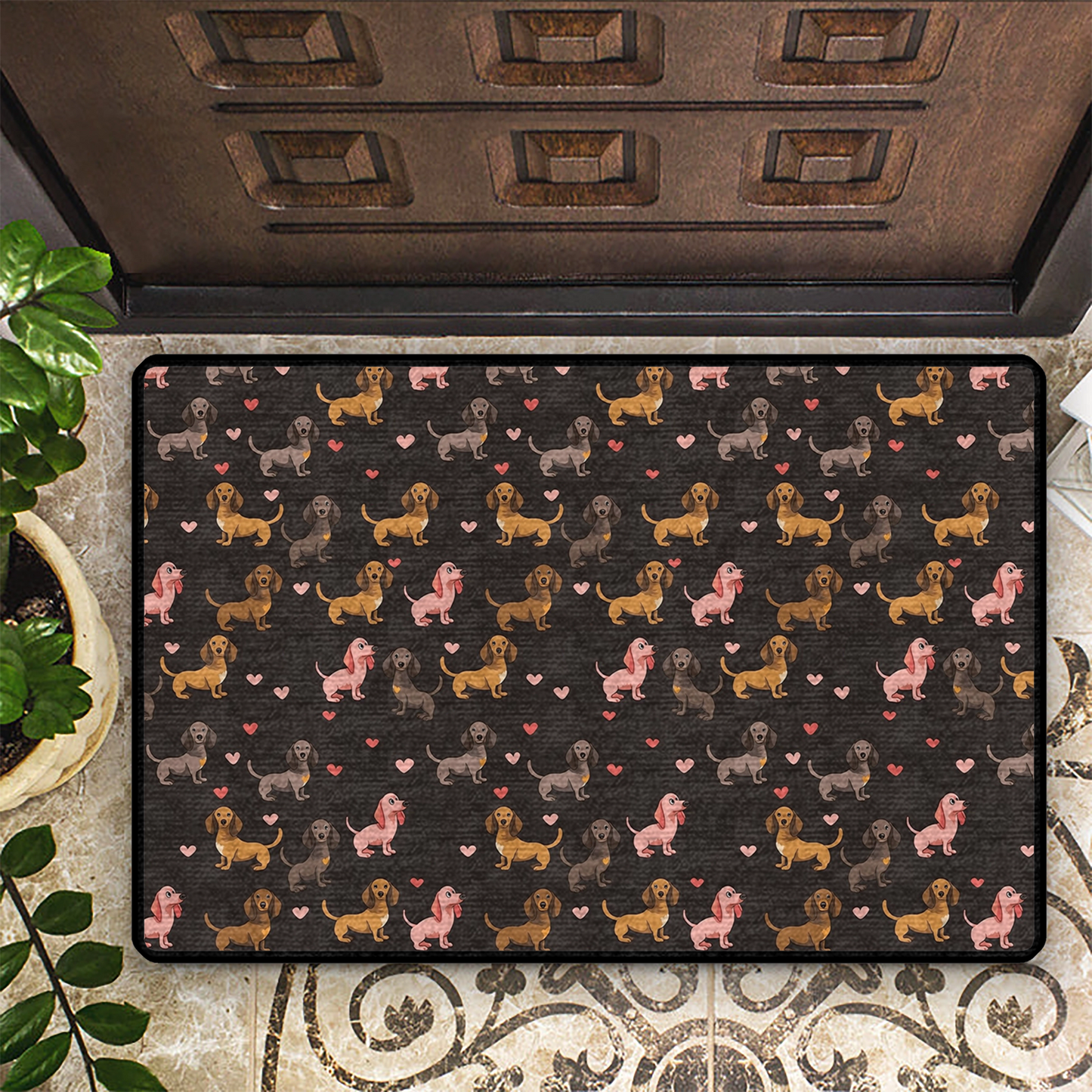 Shineful Lovely Dachshunds Ultra-Thin Non Skid Floor Mat, Kitchen Rugs