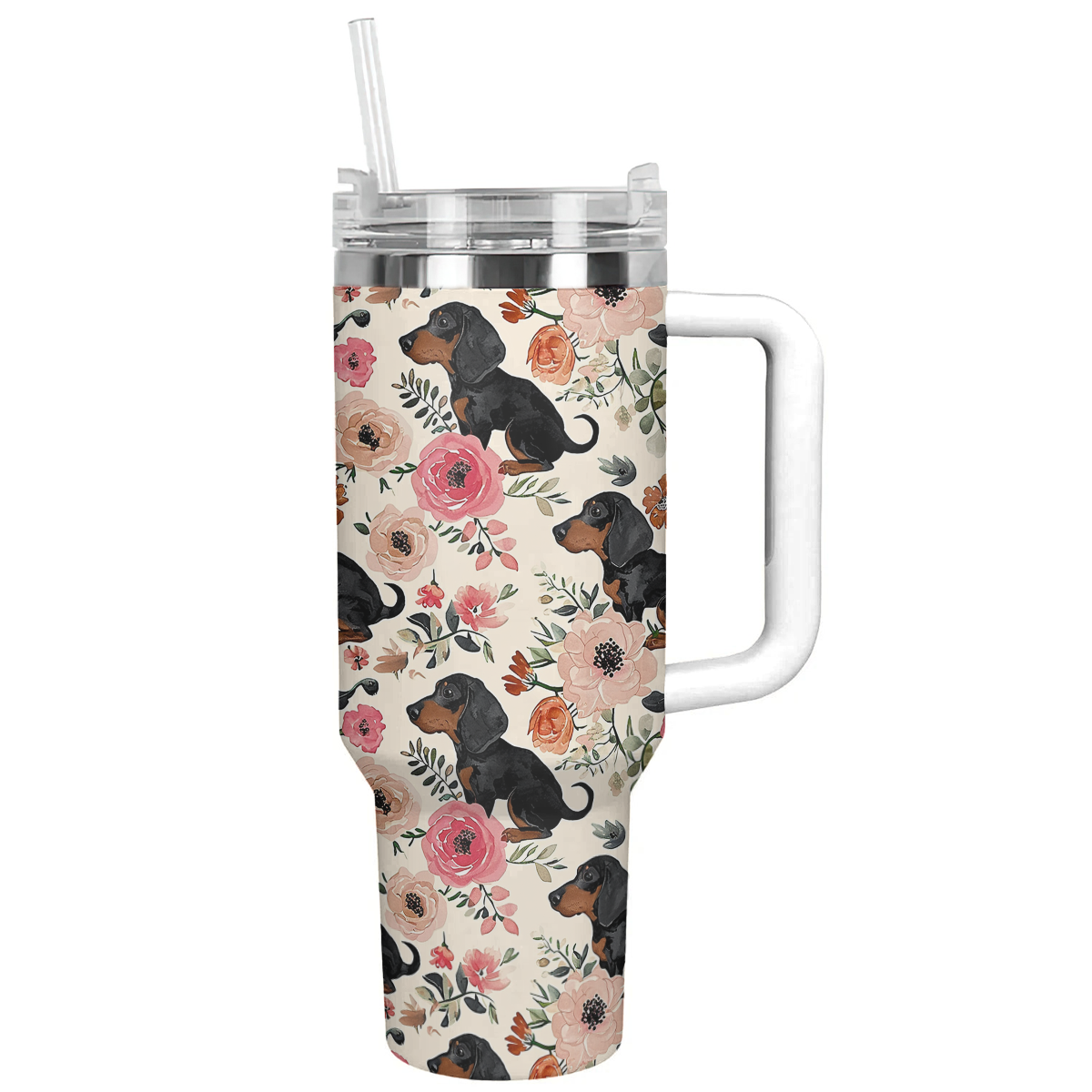 Dog 40 Oz Shineful™ Tumbler Floral Dachshunds Vq03 40Oz