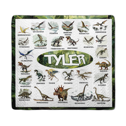 Shineful Personalized All Season Quilt 3-Piece Set Dino Alphabet