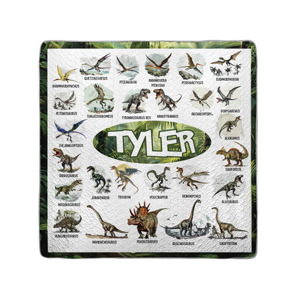 Shineful Personalized All Season Quilt 3-Piece Set Dino Alphabet