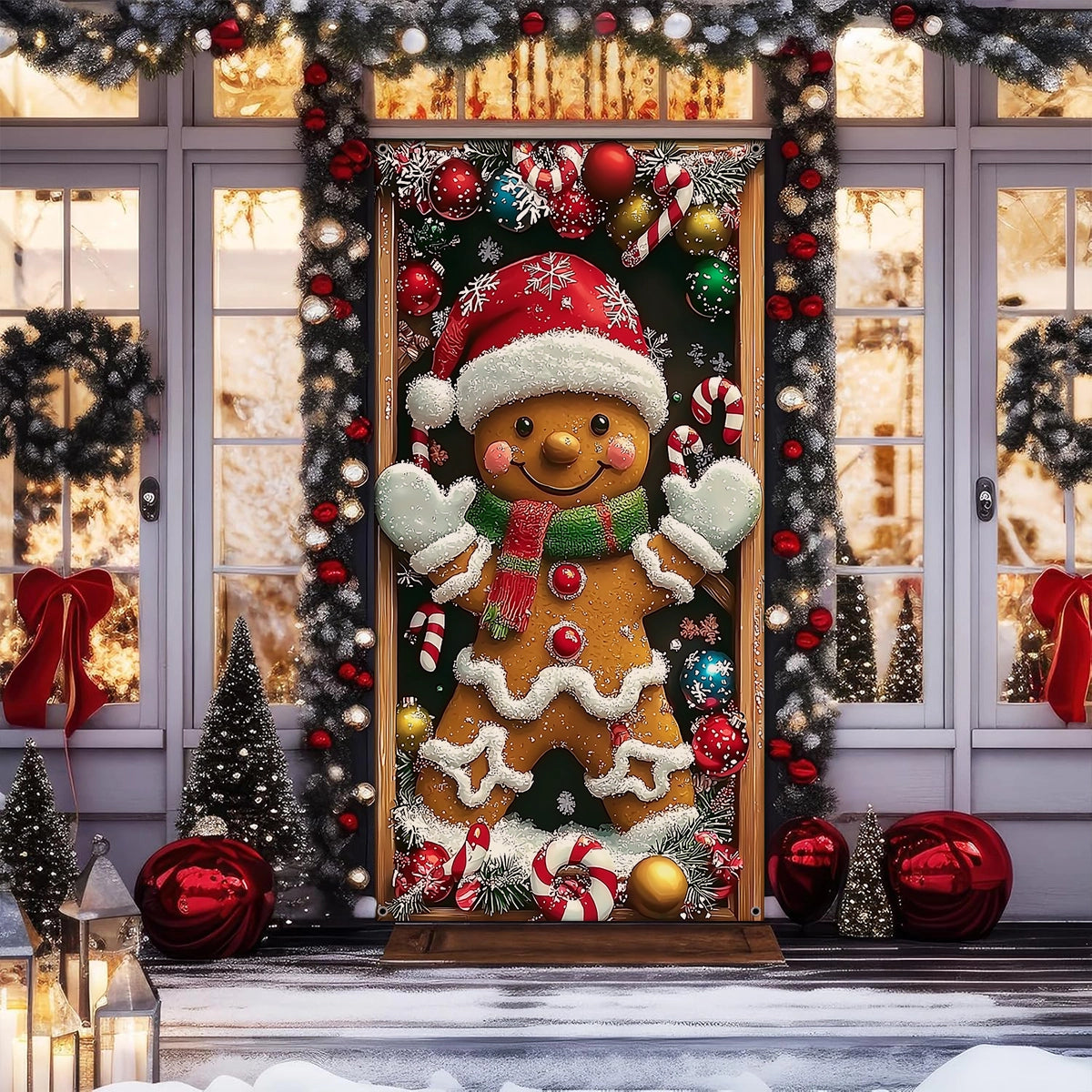 Shineful Door Cover Sweet Christmas Gingerbread