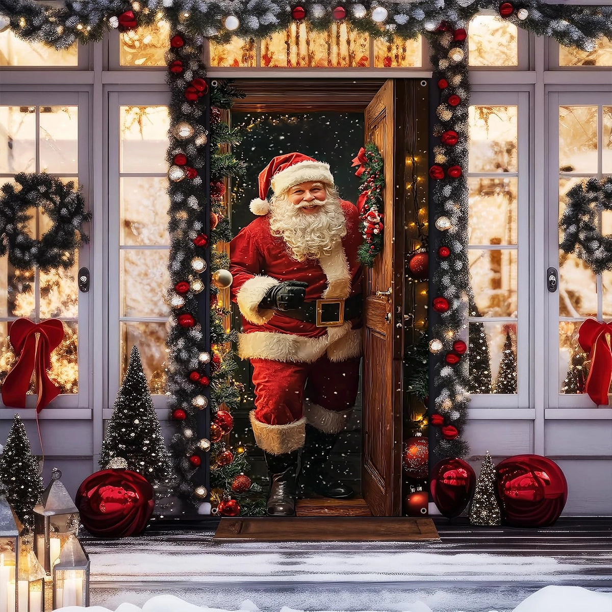 Shineful Door Cover Christmas Eve Santa