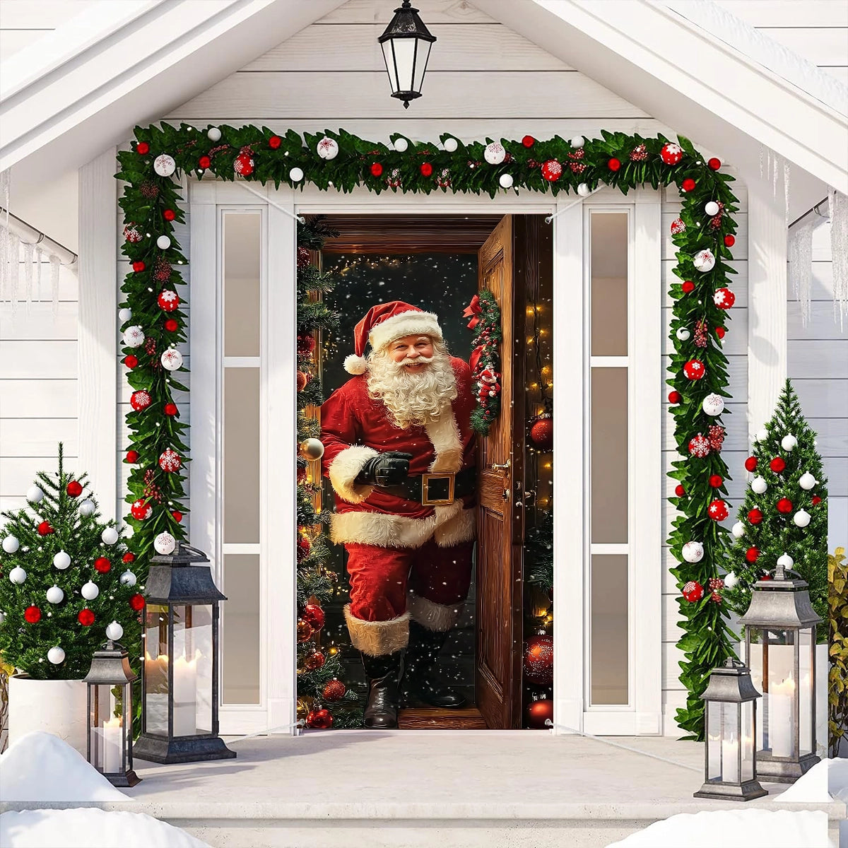 Shineful Door Cover Christmas Eve Santa