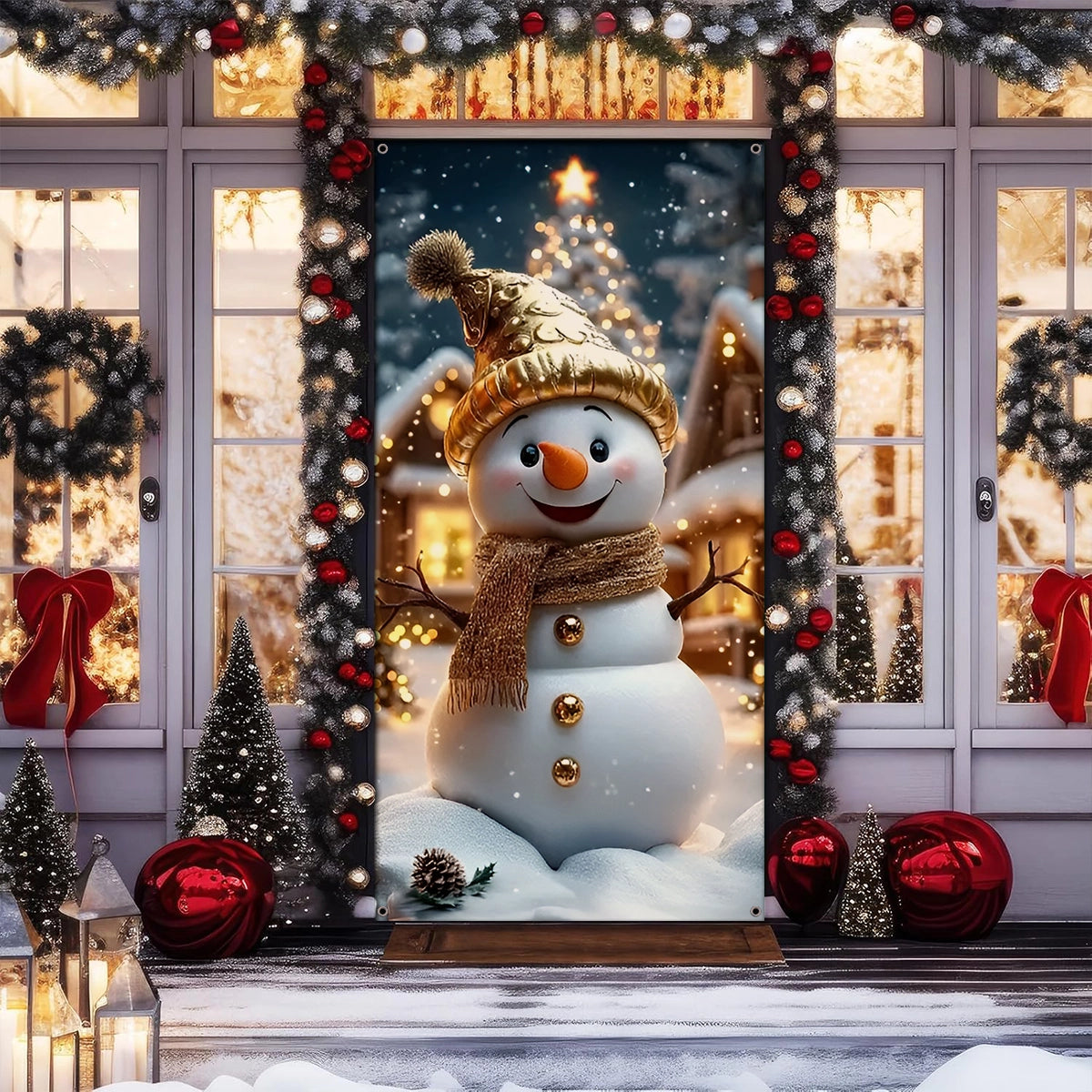 Shineful Door Cover Joyful Snowman