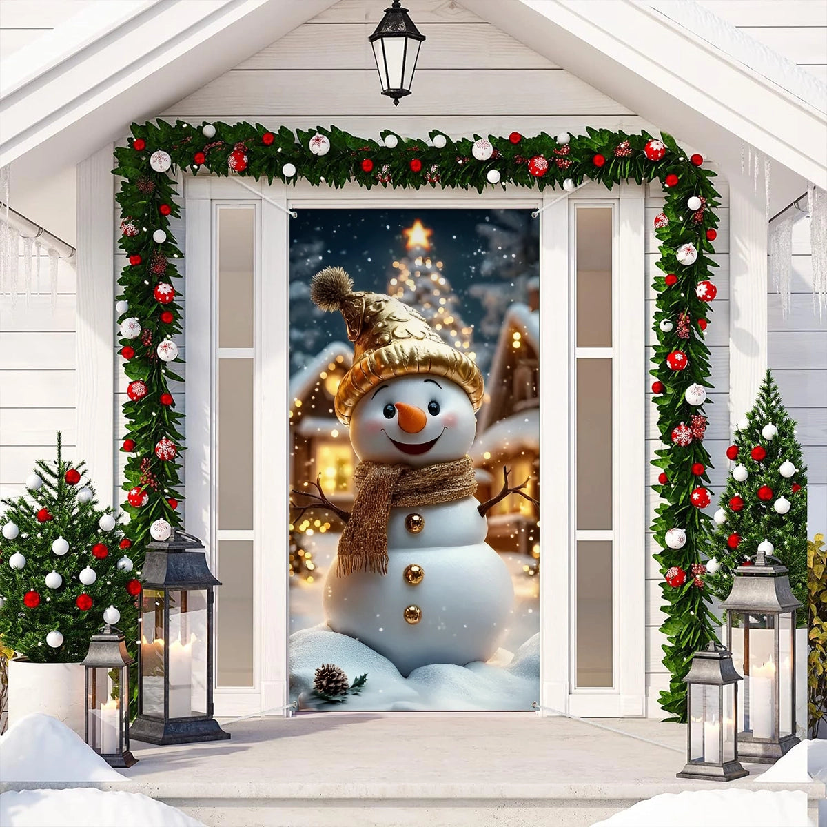 Shineful Door Cover Joyful Snowman