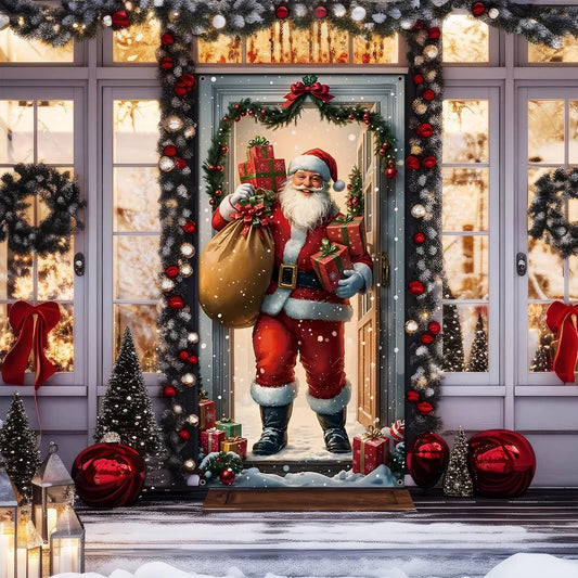 Shineful Door Cover Christmas Jolly Santa Claus