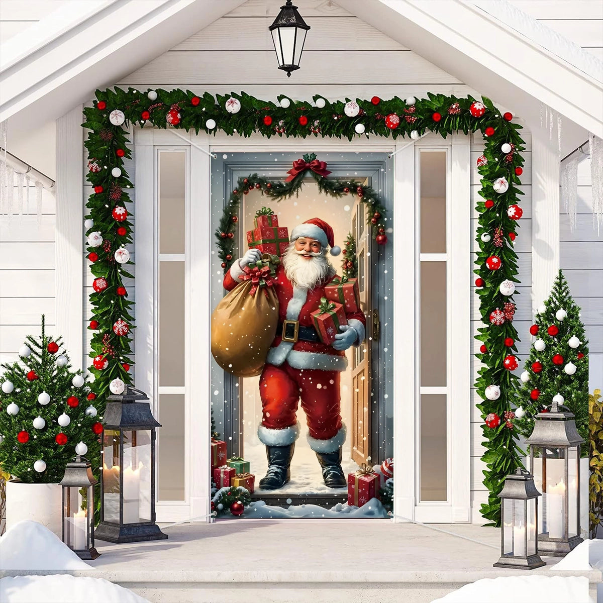 Shineful Door Cover Christmas Jolly Santa Claus